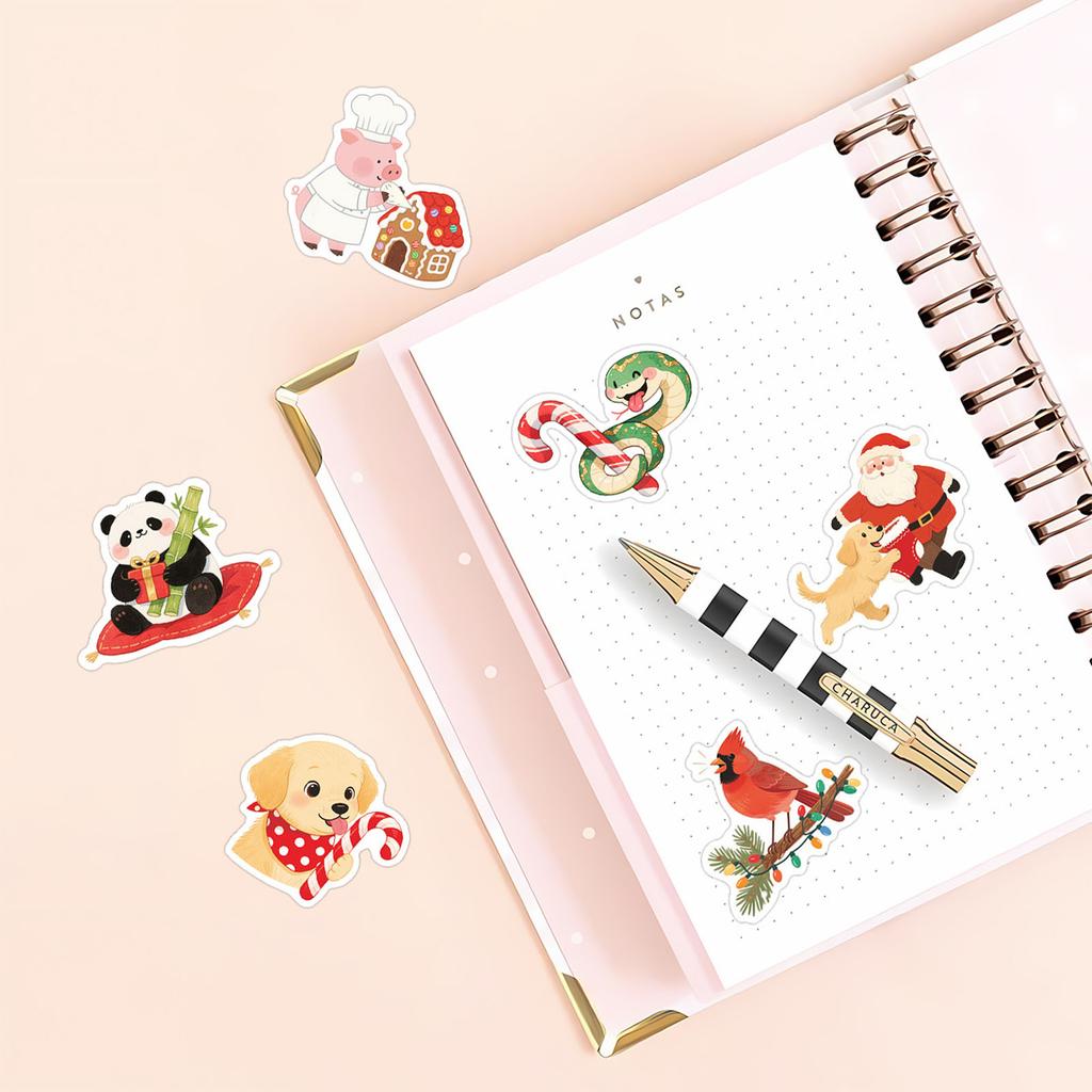 50 Niedliche Tier-Cartoon Kreative Aufkleber für Weihnachten zum Dekorieren von Handyhüllen, Wasserflaschen, Desktops und Journals