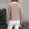 Women's Fashion Lapel Long Sleeve Contrast Color Knitted Sweater