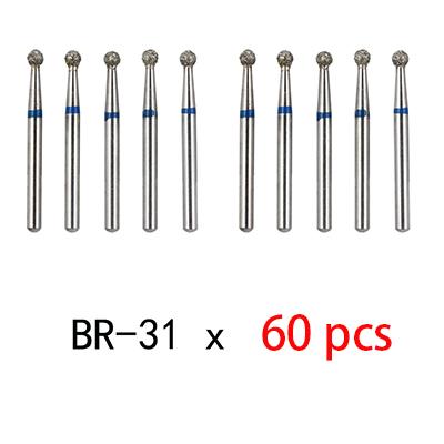 

60Pcs Dental Diamond Burs Drill Dentistry High Quality Speed Settings Handpiece Handle Diameter 1.6Mm Dentist Tools Br31 Br45 Br46 Tr13 Tr14 Tf11