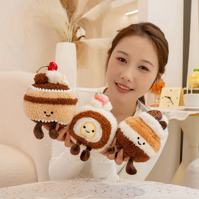Cute Stuffed Cake Plushie Swiss Roll Plush Toys Strawberry Chocolate Ice Cream Cupcake Snack Party Decor Christmas Birthday Gift