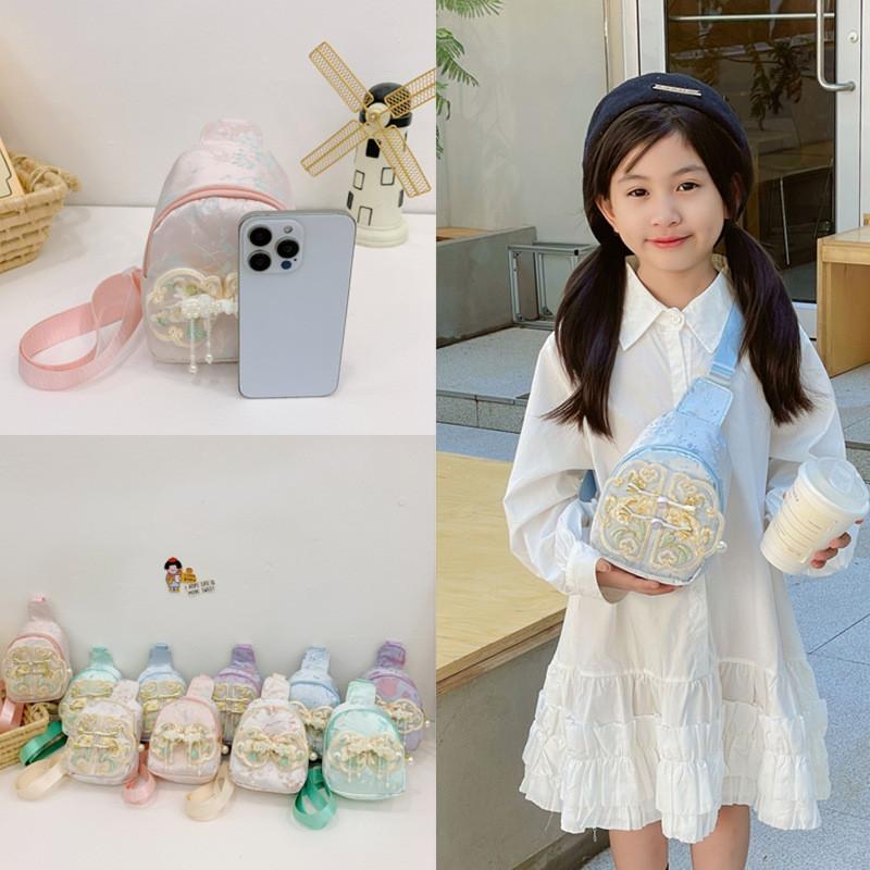 Charming Children's Handbag With Pearl Accents And Bowknot Geometric Patterns