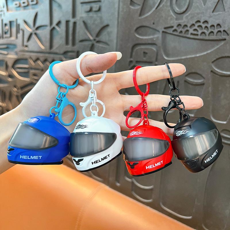 Luminous Helmet Keychain: Trendy Bag Pendant & Mini Night Light Motorcycle Gift
