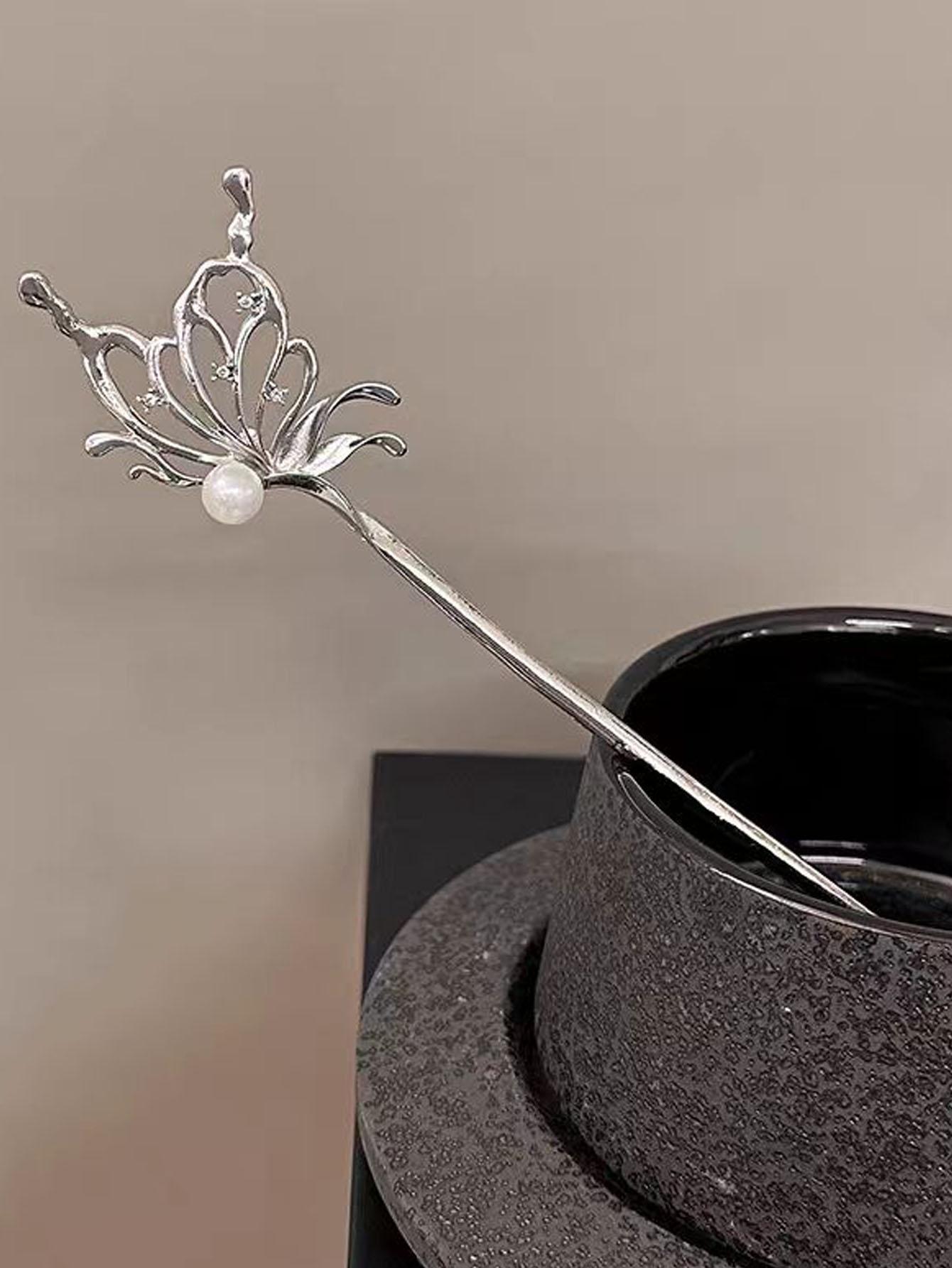 

1 шт. Модные изысканные серебристые жемчужные заколки для волос с бабочками для женщин, девочек, для вечеринок, аксессуары для волос