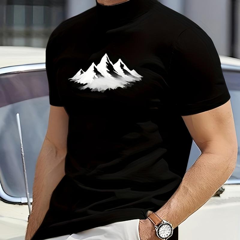 

Minimal Mountain Silhouette Print T-Shirt,Lightweight T-Shirt Breathable Cool, Comfortable Wear XXL белый