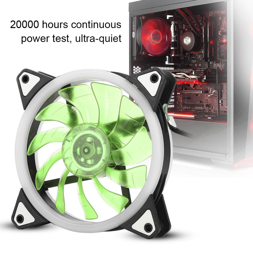 FANRS18 12V DC 120mm LED Ventilátor do skříně s dvojitým otvorem a více rozhraní pro chlazení (Zelená)