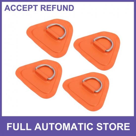 FOUR D Ring Patch Triangle D Ring Pad for Boat Kayak Canoe Deck Universal Orange