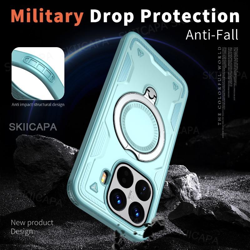 For Magsafe Magnetic Ring Holder Case For Xiaomi 17T 17TPro Wireless Charging Armor Shockproof Silicone Hybrid Cover For 17T Pro
