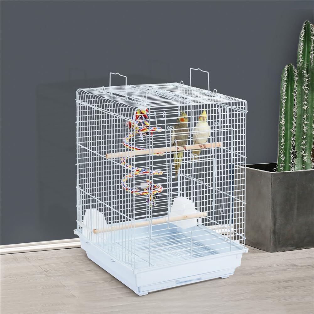 Yaheetech Medium Bird Cage for Multiple with Drawer and Parrot Mexican and Autumnal Portable Pet Supplies Budgies, Birds, Skylight, Feeders, Tray,