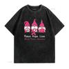Cute Gnomes Support A Survivor Of Breast Cancer Awareness T Shirt Vintage Washed Casual Breathable Stretched Graphic Versatile