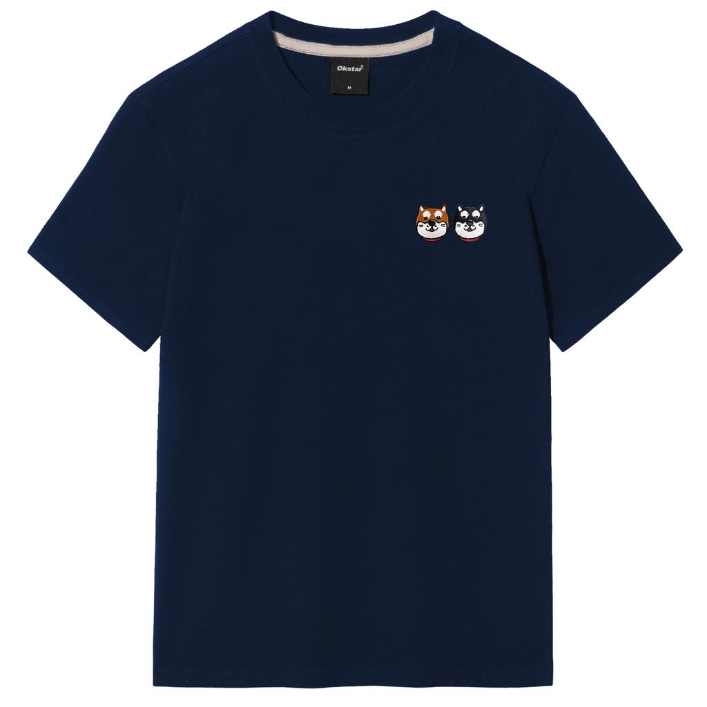 OKSTAR Shiba Friends Embroidered Short Sleeve T-Shirt (Type B)