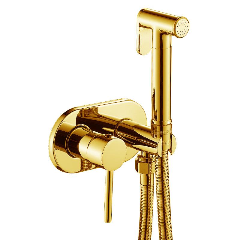 Matte Black Solid Brass (Copper Core) Handheld Bidet Sprayer - Wall-Mounted Health Faucet with Hose & Holder