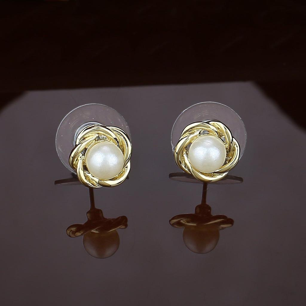 Small White Flux Pearl Stud Earrings