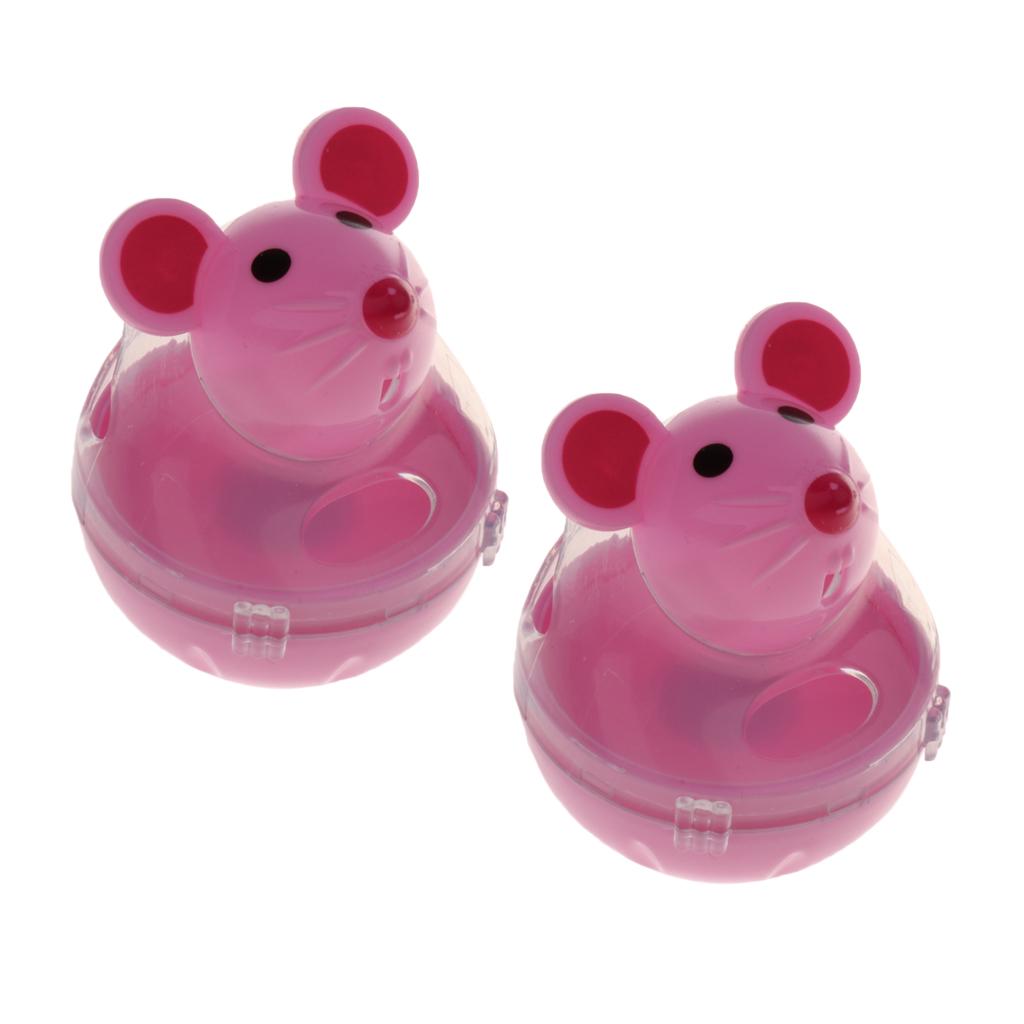 2 Pcs Mouse Shaped Tease Tumbler Playing Toy Kitty Food Dispenser