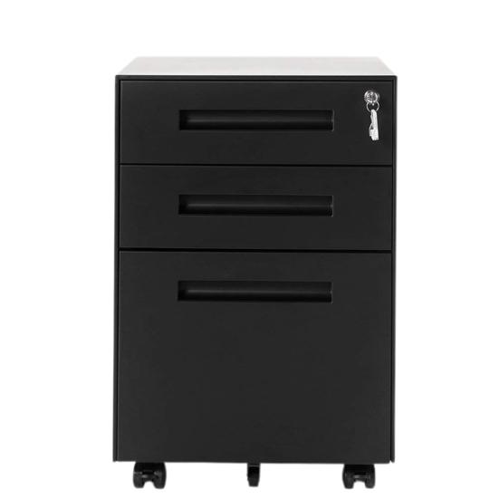 Modern White/Black File Cabinet Storage Container with 3 Drawers Office Decor