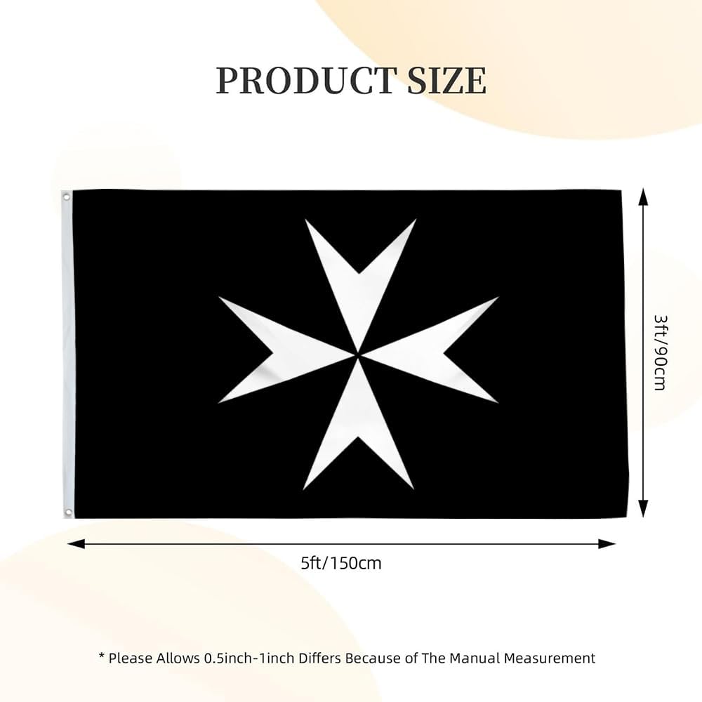 Hospitaller Christian Crusader Flag Banner 3x5Feet Garden house Flags banner Decor Double Stitched Polyester with Brass Grommets