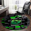 Minecraft Creeper,Pixel Art Chair Mat Round Rug Office Carpet, Machine Washable, Non Slip, Suitable for Living Rooms, Bedrooms