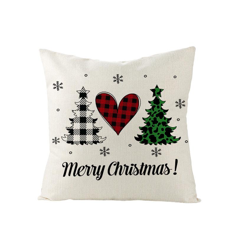 Christmas Pillow Case Polyester Red and Green Plaid Print Pillow Nordic Home Living Room Sofa Cushion