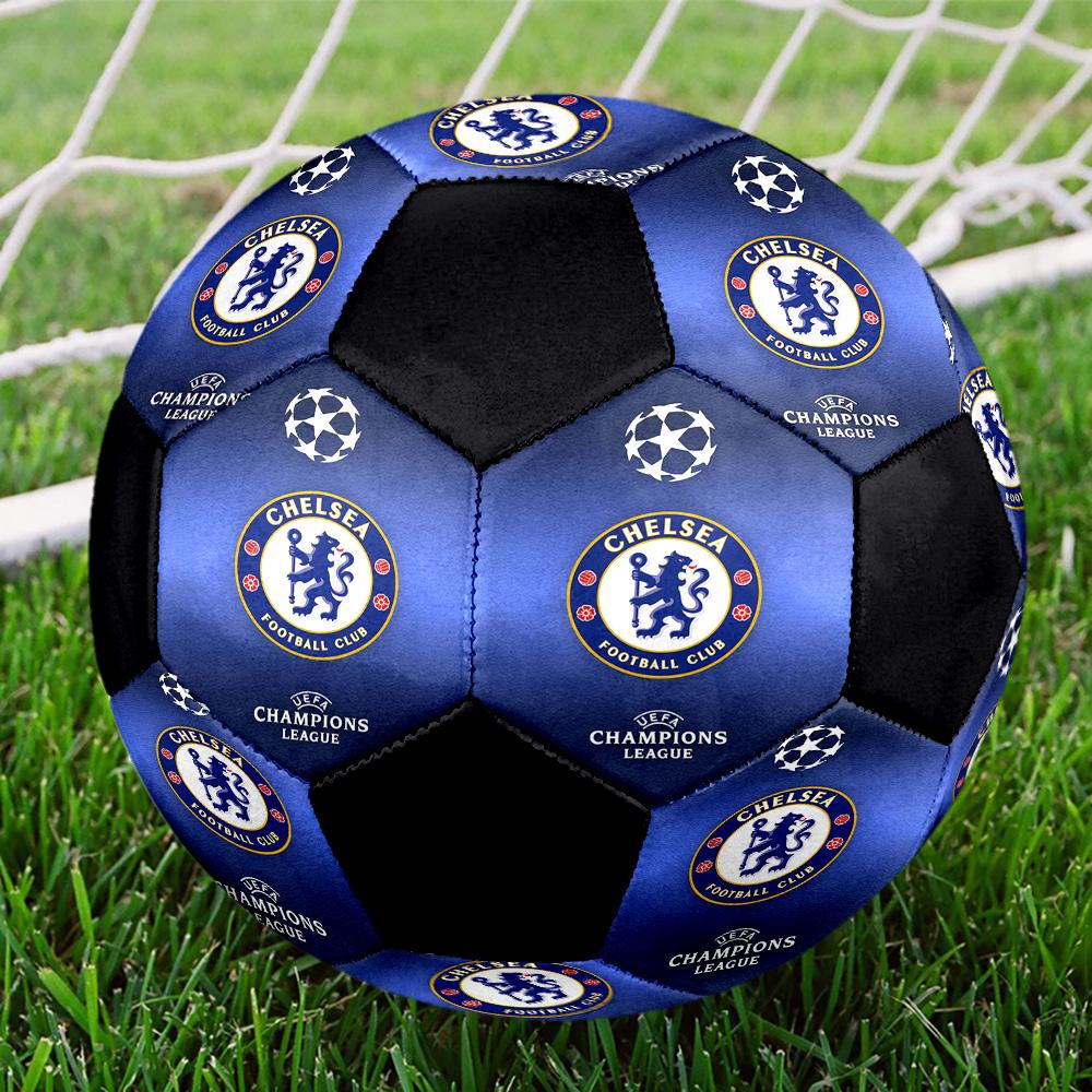Pallone da Calcio Indoor Chelsea-FC Colorato Per Tutte le Età Misura 5 Cucito a Macchina PVC Pronto per la Competizione Resistente Alto Rimbalzo