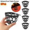 6Pcs Plastic Pool Table Pocket Black Billiard Basket Billiard Ball Storage Pocket  For Pool Tables