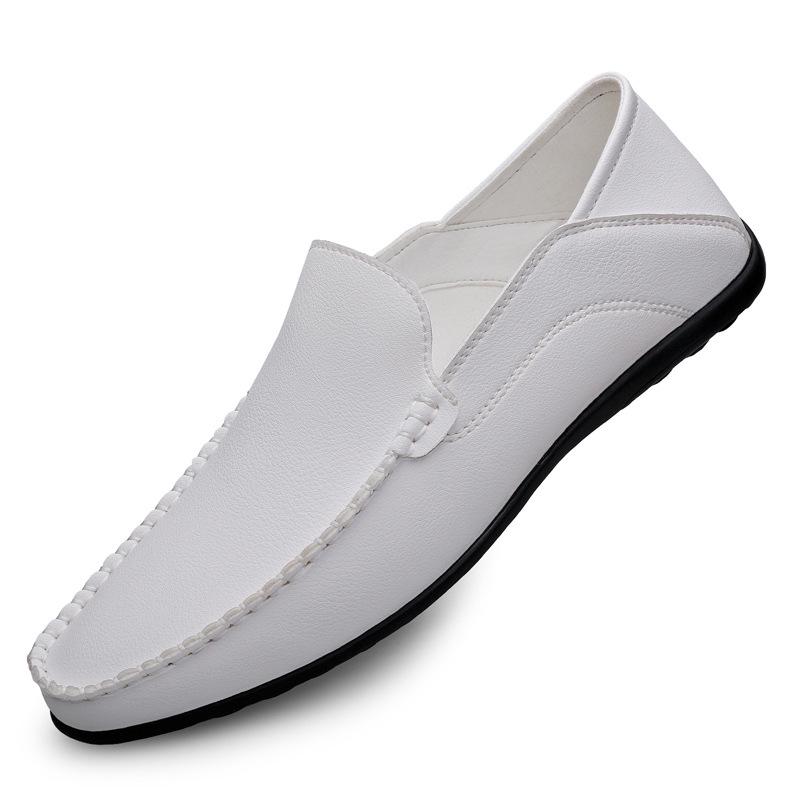 Men s Spring/Summer 2026 Business Leather Loafers - Korean Style, Large Size, Casual Shoes 40 белый