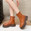 Fashion No Lining Car Stitch Block Heel Single Boots Women's Fashion Round Toe Platform Slip-Resistant Wear-Resistant Short Thigh Boots