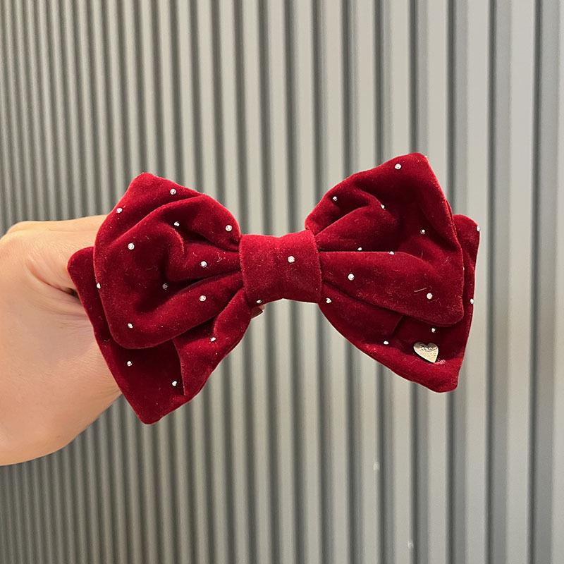 

Детский комплект из заколки-бантика и повязки цвета красного вина - головной убор осень/зима для девочек