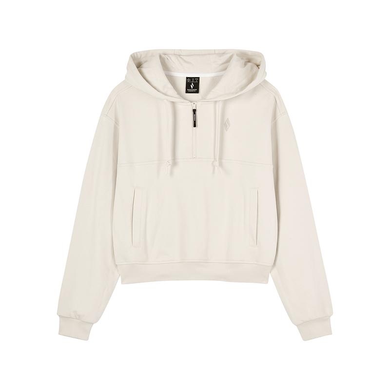 Skechers Sports Lifestyle Series Hooded Pullover Comfortable Sweatshirt Women sweatshirt White-Sand L124W040-00F1 S