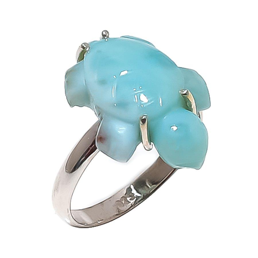 

Natural Larimar Gemstone Handmade 925 Sterling Silver Jewelry Ring Size 6 c5c43