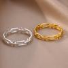 18K Gold-Plated Stainless Steel Geometric Ring, Unisex Jewelry