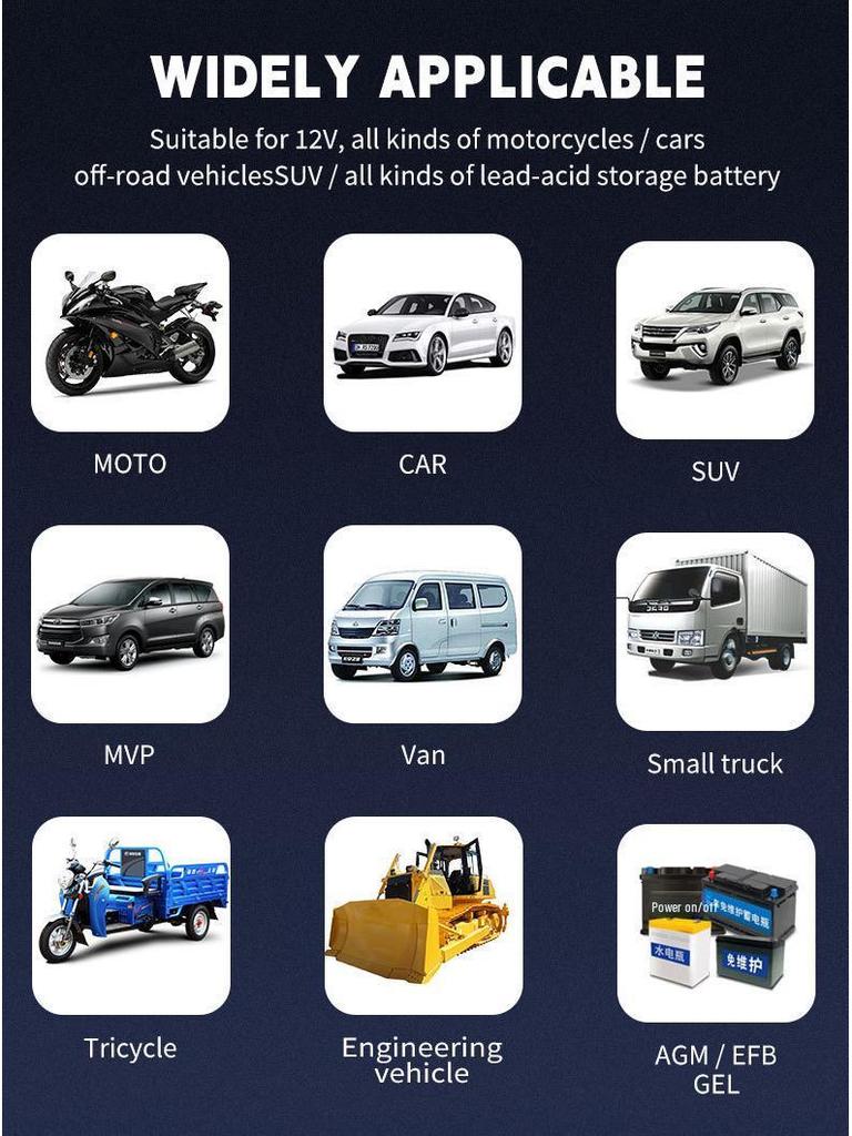 12V Car and Motorcycle Battery Charger, 6A