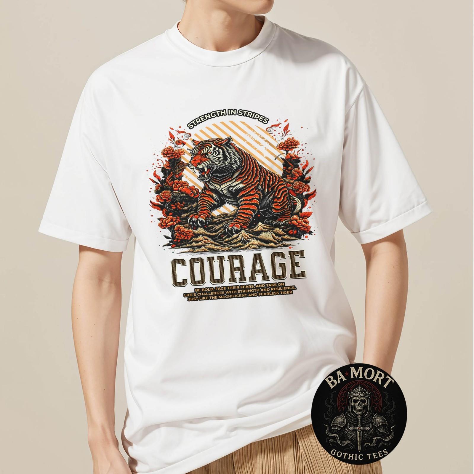 Courage Tiger Strength In Stripes Japanese Art T-Shirt Unisex T-Shirt XXXL