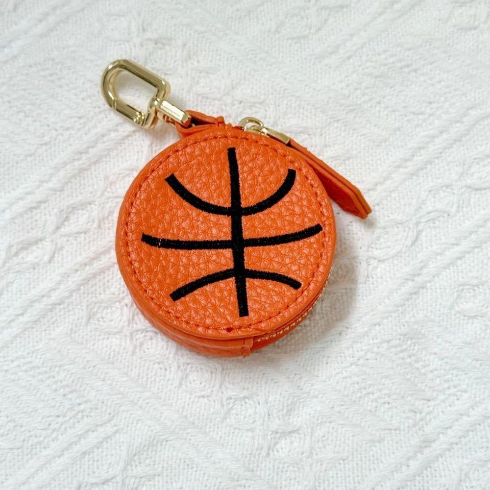 Creative Mini Coin Bag PU Leather Keychain Coin Purse Sports Theme Sport Ball Pendant  Daily Use
