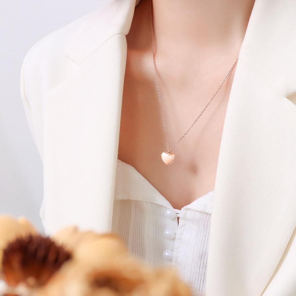 Qiong Yao 18K Gold-Plated Heart Couple Necklace - Trendy Titanium Steel Clavicle Chain P051
