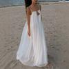 Einfarbiges Damen-Kleid mit Trägern und Rückenausschnitt mit Metalldekor, Modisches Urlaubs-Sonnenkleid für Europäer und Amerikaner, Damen-Partykleid