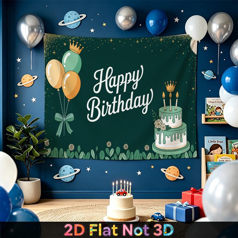 Party Backdrop Happy Birthday Birthday Green Photo Booth Background Front Door Decor