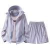 Outdoor ice silk sunscreen clothing men's summer UV protection UPF10 + casual loose sports couple sunscreen clothing set