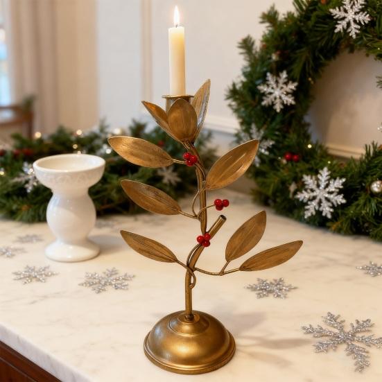 Iron Art Branch Candle Holder Vintage Metal Leaf Candlestick Home Living Room