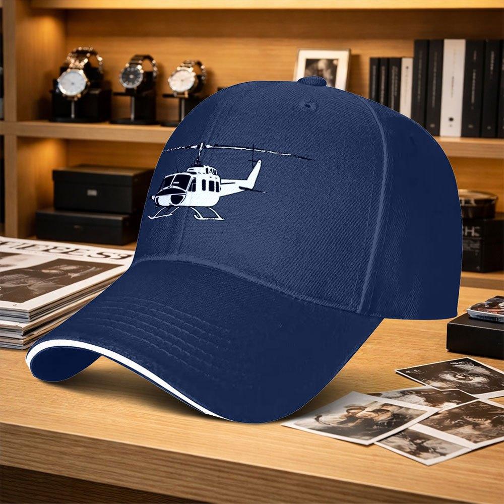 Helicopter Print Adjustable Baseball Cap Unisex Duckbill Hat for Fishing Golf Camping Hiking