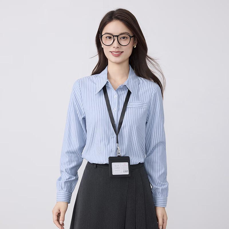 Troloman Women s Classic Blue Striped Long-Sleeve Shirt XL