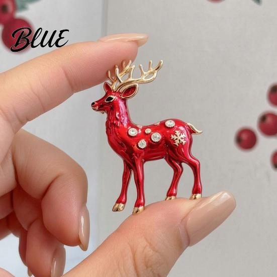 Elk Lapel Pin Christmas Reindeer Brooch Pin Rhinestone Sweater Alloy Cardigan Coat Suits Accessories Jewelry Gift for Xmas