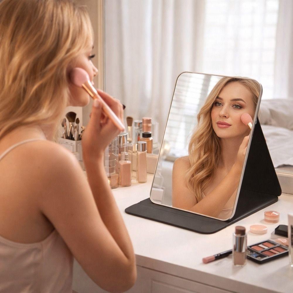 Floral Vanity Mirror Standing Compact Mirror Portable Desktop Makeup Mirror for Student Dormitory