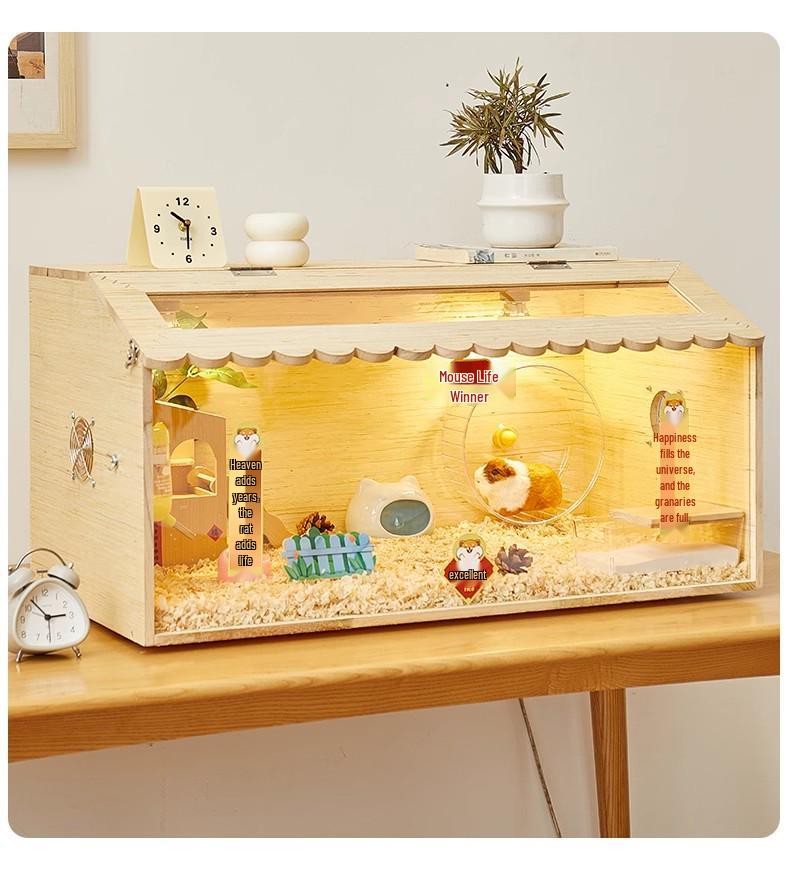 Set de Villa de Lujo para Hámster: Jaula, Nido, Caja de Cría y Escondite para Hámsteres Dorados