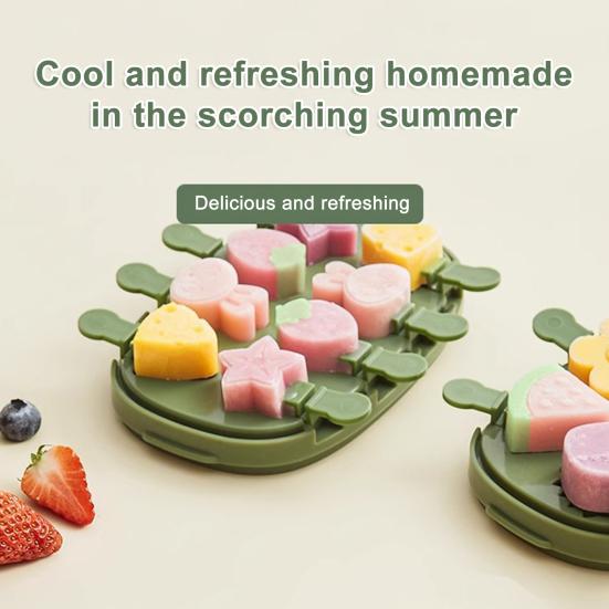 Silicone Popsicle Molds 8-Cavity Ice Cream Maker BPA-Free Easy-release Ice Lolly Molds Mini Ice Pop Maker
