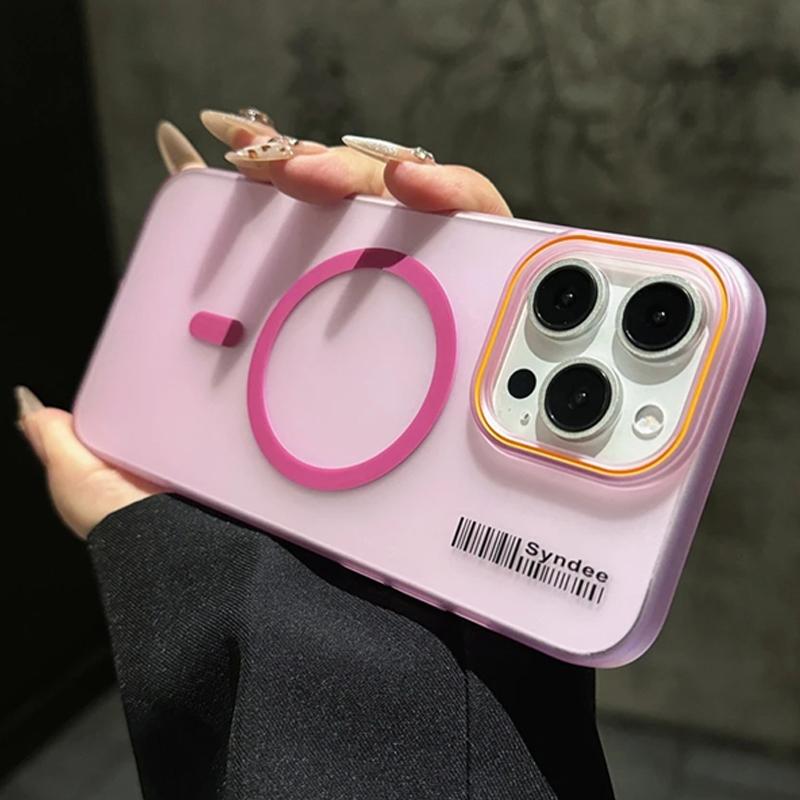 

Роскошный чехол Magsafe для беспроводной зарядки с магнитным креплением для iPhone 16 15 14 Plus 13 12 11 Pro Max, прозрачный матовый жесткий чехол для телефона из поликарбоната For iPhone 11 розовый
