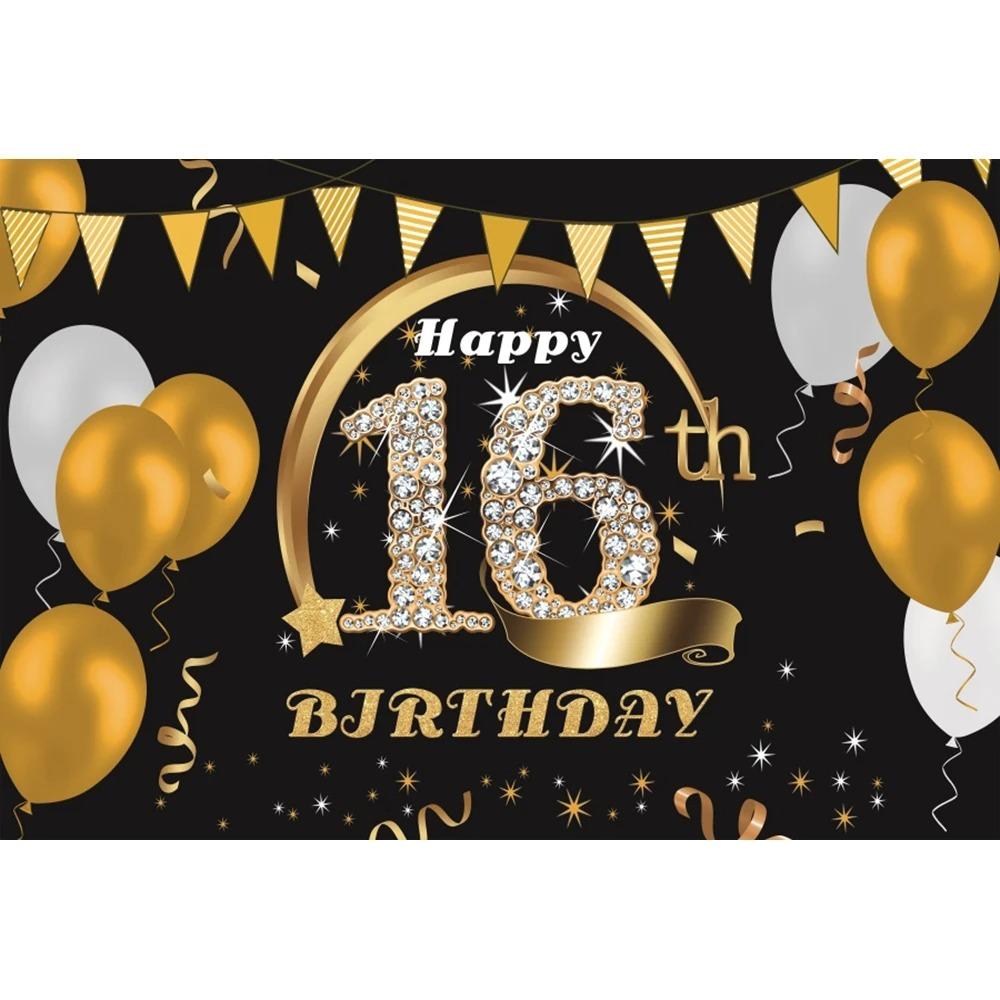 Sparkling Diamond Theme 16th Birthday Party Banner Shooting Background, Sweet Pink Balloon Banner Photography Studio Background1