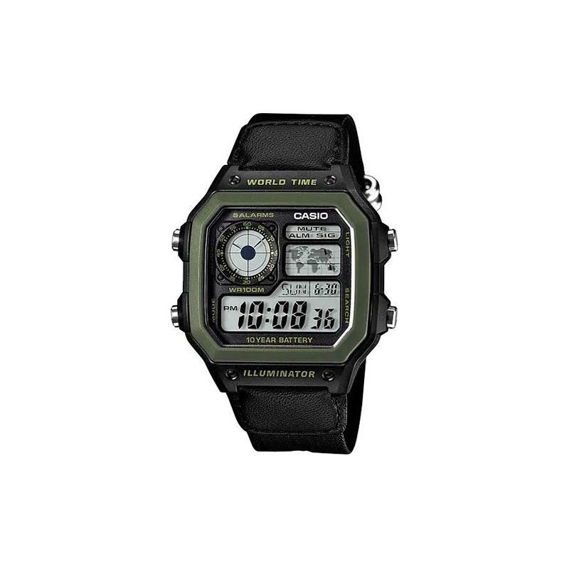 

Casio YOUTH series-square dial digital display, retro small square movement, ten years of electricity, quartz movement, canvas strap, AE-1200WHB-1B серый