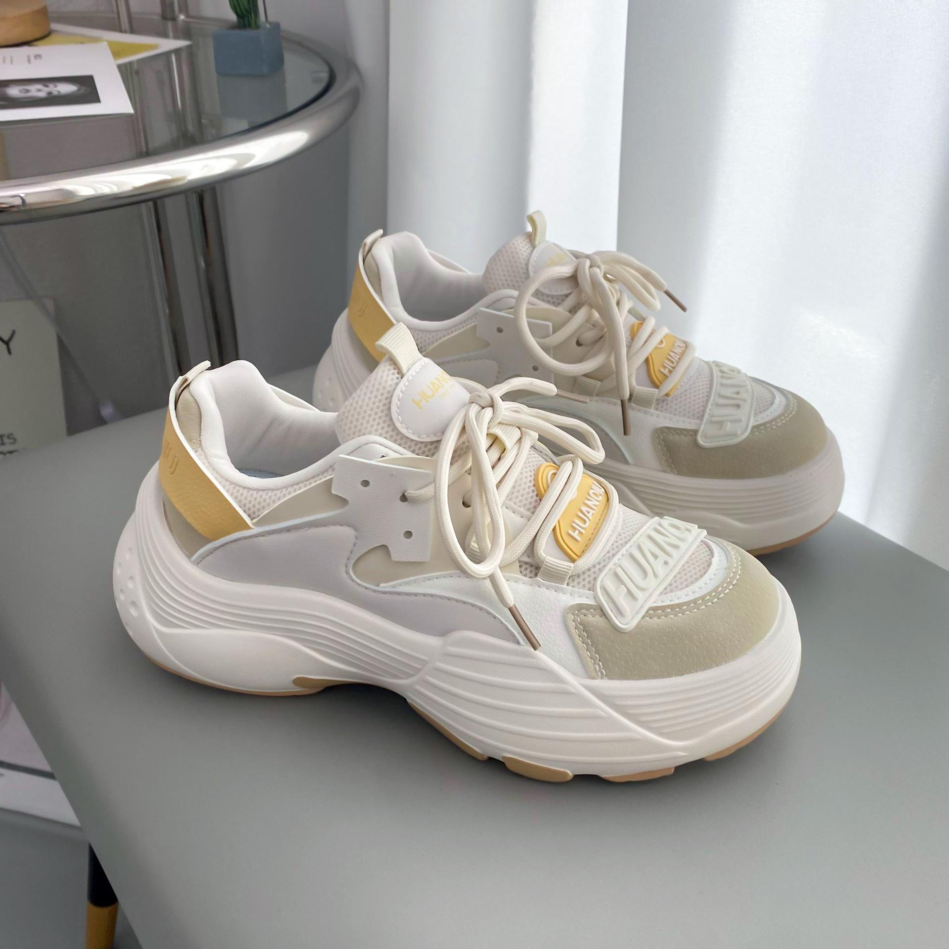 

Спортивные кроссовки женские весна осень повседневные теннисные туфли женские толстые подошвы шнурки балетки кроссовки женские вулканизированные туфли 40