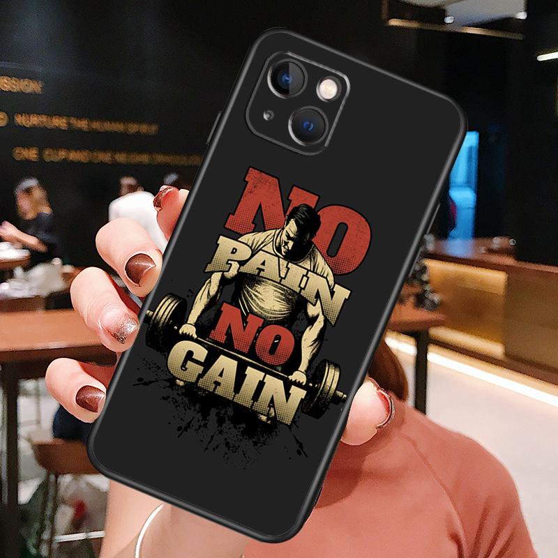 No Pain No Gain Fitnessstudio Fitness Handyhülle Für iPhone 16 Pro Max 15 14 12 11 13 Pro Max Plus 12 13 Mini XR 16e Hülle Silikon Cover