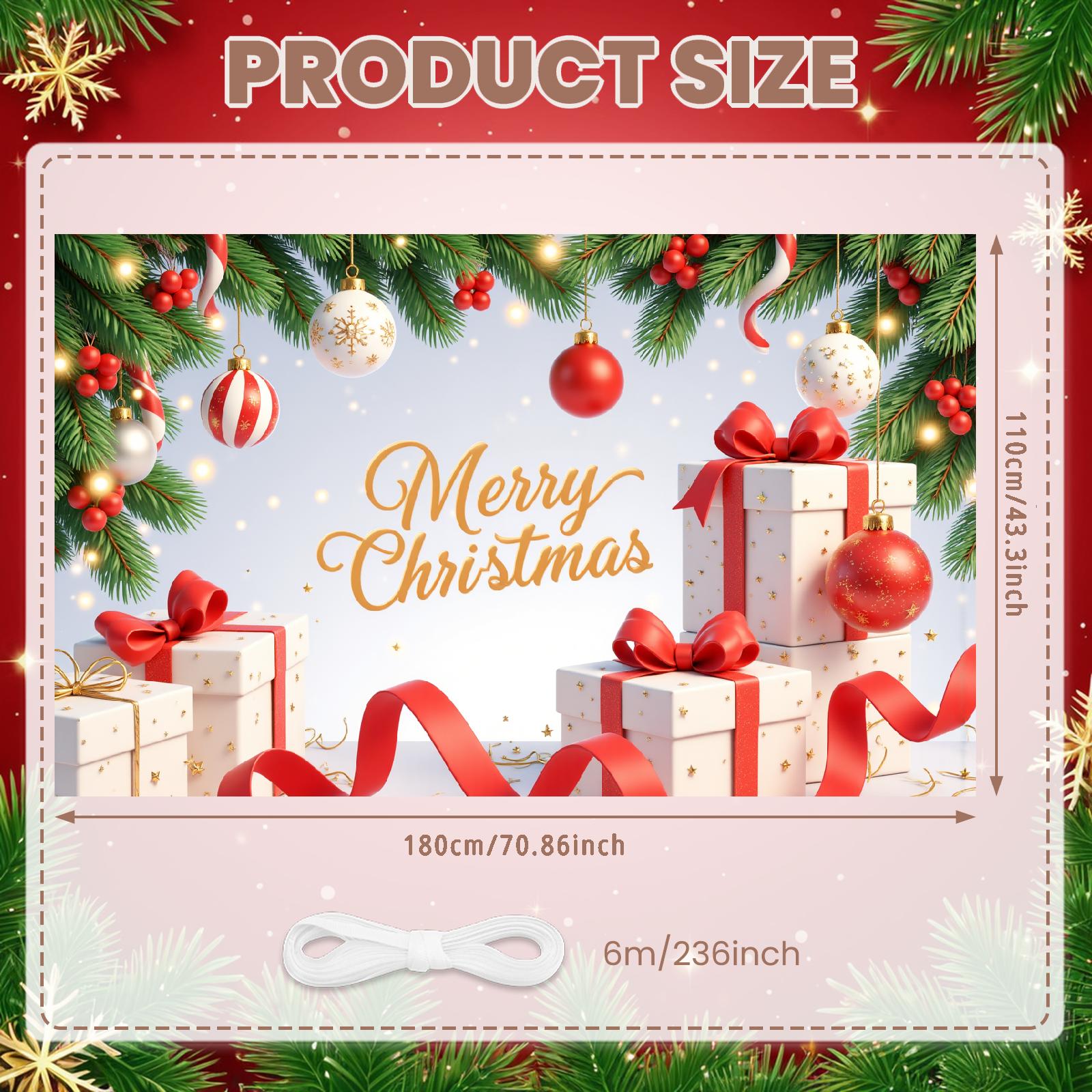 

Holiday Party Banner Gold Accents Event Backdrop Christmas Decor Christmas Tree Branches Festive Banner For Seasonal Event Home