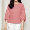 ZANZEA Women Loose Round Neck 3/4 Sleeve Casual Cover Up Blouse